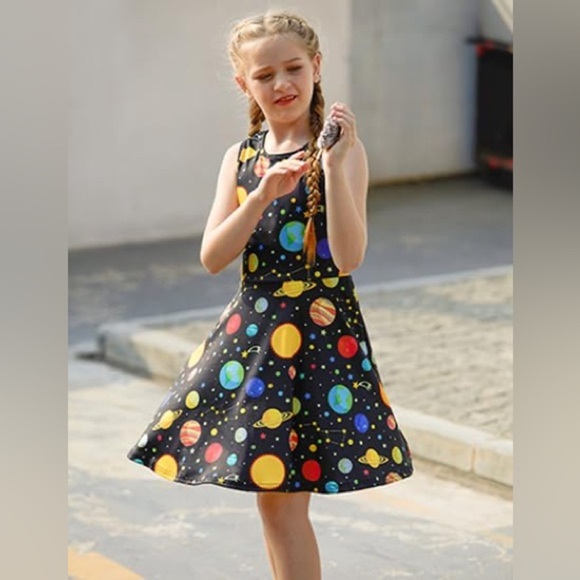 Vibrant Space and Mermaid Kids Dress Set - Picture 15 of 15